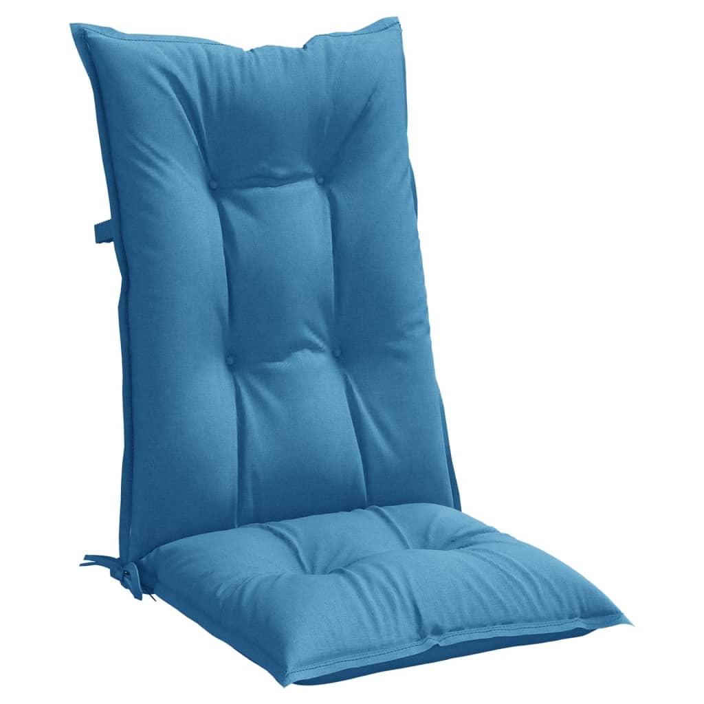 Cuscini Sedia Schiena Alta 6 Blu Mélange 120x50x7 Tessuto