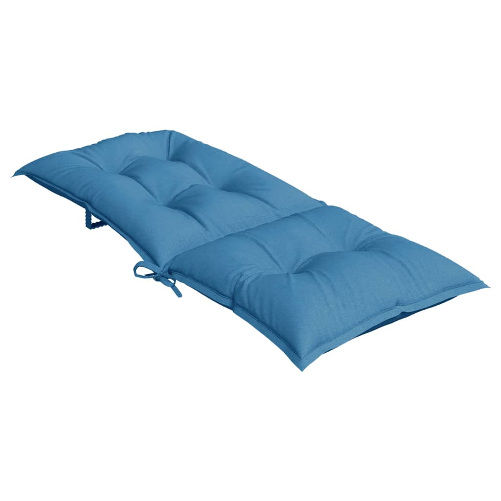 Cuscini Sedia Schiena Alta 6 Blu Mélange 120x50x7 Tessuto