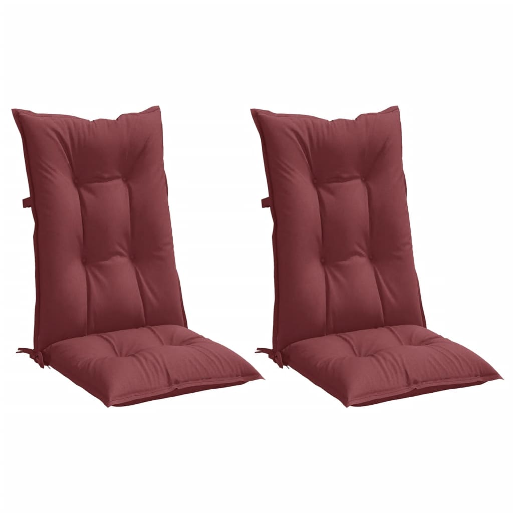 Cuscini Sedia Schiena Alta 2 Rosso Vino Mélange 120x50x7 cm