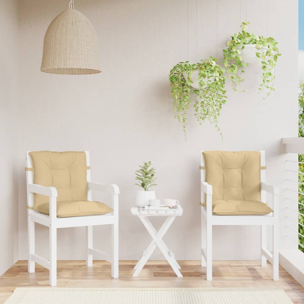 Cuscini Sedia Schiena Bassa 2 pz Beige Mélange 100x50x7 Tessuto