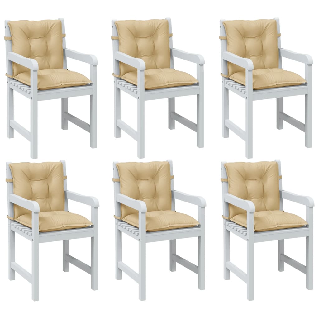 Cuscini Sedia Schiena Bassa 6 pz Beige Mélange 100x50x7 Tessuto