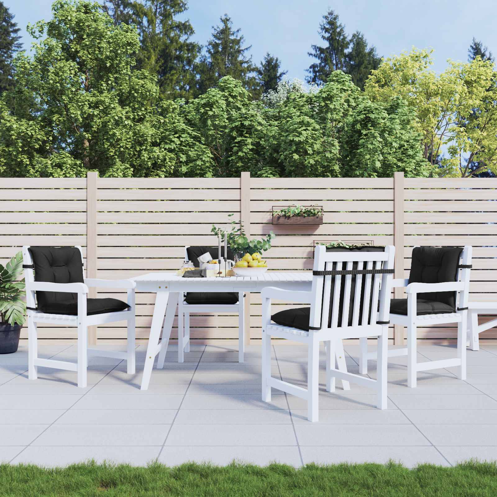 Set di Cuscini per Sedia Bassa 4 pcs Melange Nero
