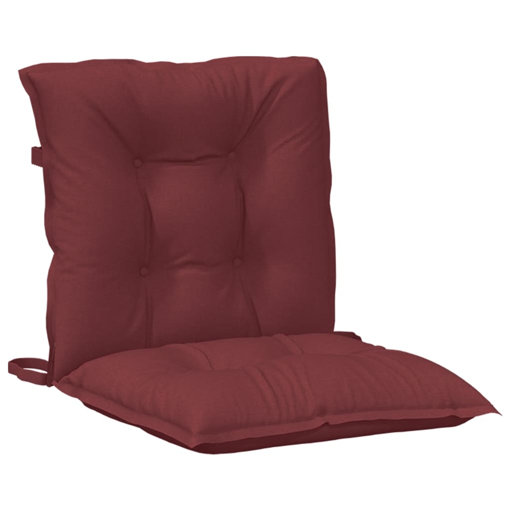 Cuscini Sedia Schiena Bassa 2 pz Rosso Vino Mélange Tessuto