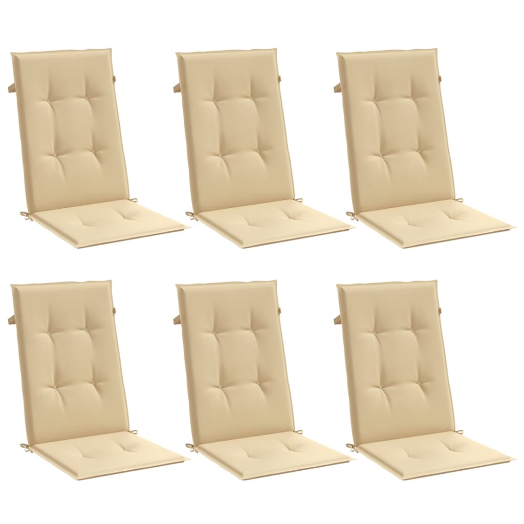Cuscini Sedia Schiena Alta 6 Beige Mélange 120x50x4 Tessuto