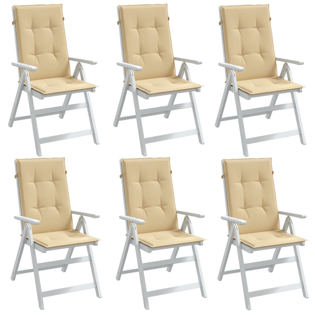 Cuscini Sedia Schiena Alta 6 Beige Mélange 120x50x4 Tessuto