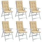 Cuscini Sedia Schiena Alta 6 Beige Mélange 120x50x4 Tessuto