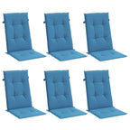 Cuscini Sedia Schiena Alta 6 Blu Mélange 120x50x4 Tessuto