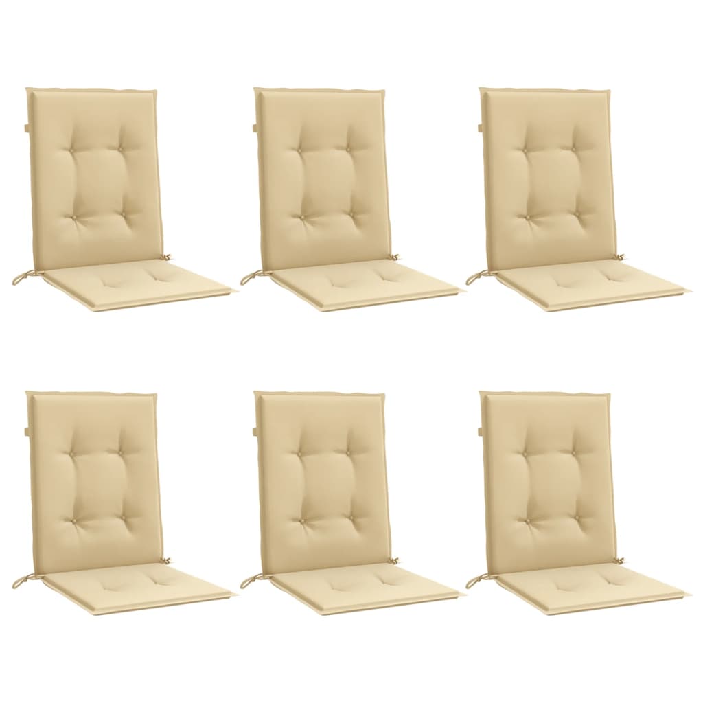 Cuscini Sedia Schiena Bassa 6 pz Beige Mélange 100x50x4 Tessuto