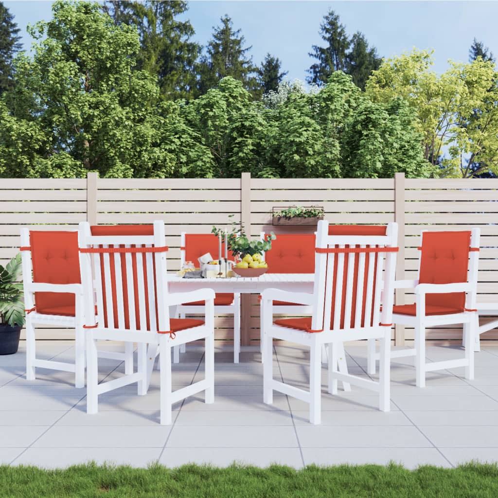 Cuscini Sedia Schiena Bassa 6 pz Rosso Mélange 100x50x4 Tessuto