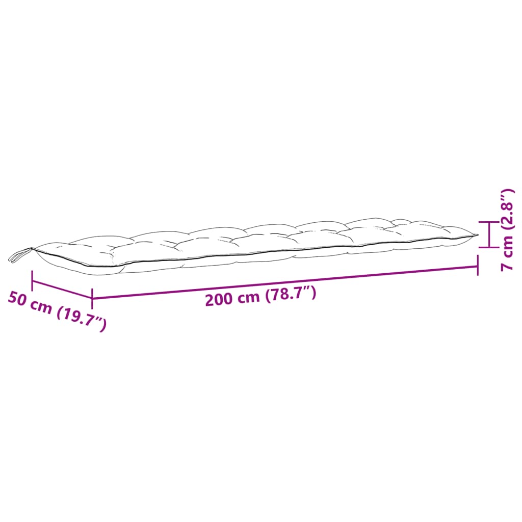 Cuscini Panca Giardino 2pz Antracite Mélange 200x50x7cm Tessuto