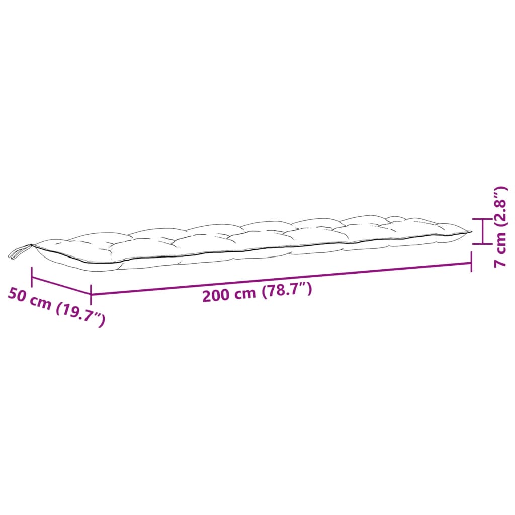 Cuscini Panca Giardino 2pz Crema Mélange 200x50x7 cm Tessuto