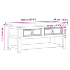 Tavolino con Cassetti Corona 100x48x45cm Legno Massello di Pino