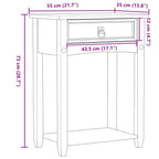 Tavolino Consolle Corona 55x35x73 cm in Legno Massello di Pino