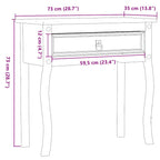 Tavolino Consolle Corona 73x35x73 cm in Legno Massello di Pino