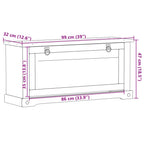 Scarpiera Corona 99x32x47 cm in Legno Massello di Pino
