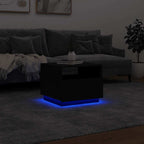 Tavolino da Soggiorno con Luci LED Nero 50x49x40 cm