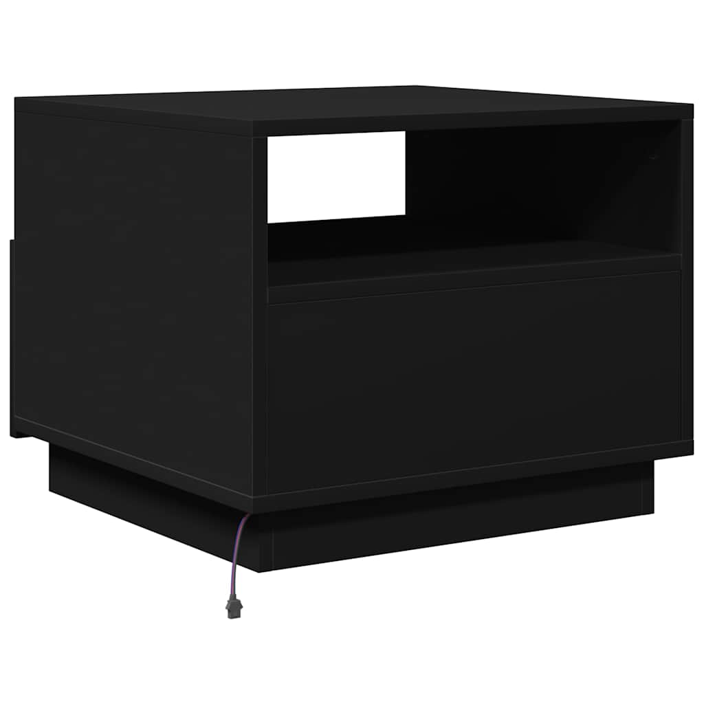 Tavolino da Soggiorno con Luci LED Nero 50x49x40 cm