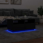 Tavolino da Soggiorno con Luci LED Nero 90x49x40 cm