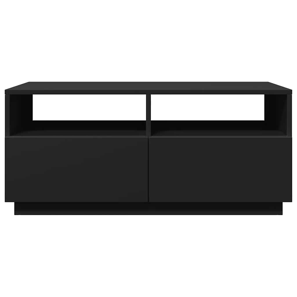 Tavolino da Soggiorno con Luci LED Nero 90x49x40 cm