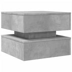 Tavolino da Salotto con Luci LED Grigio Cemento 50x50x40 cm