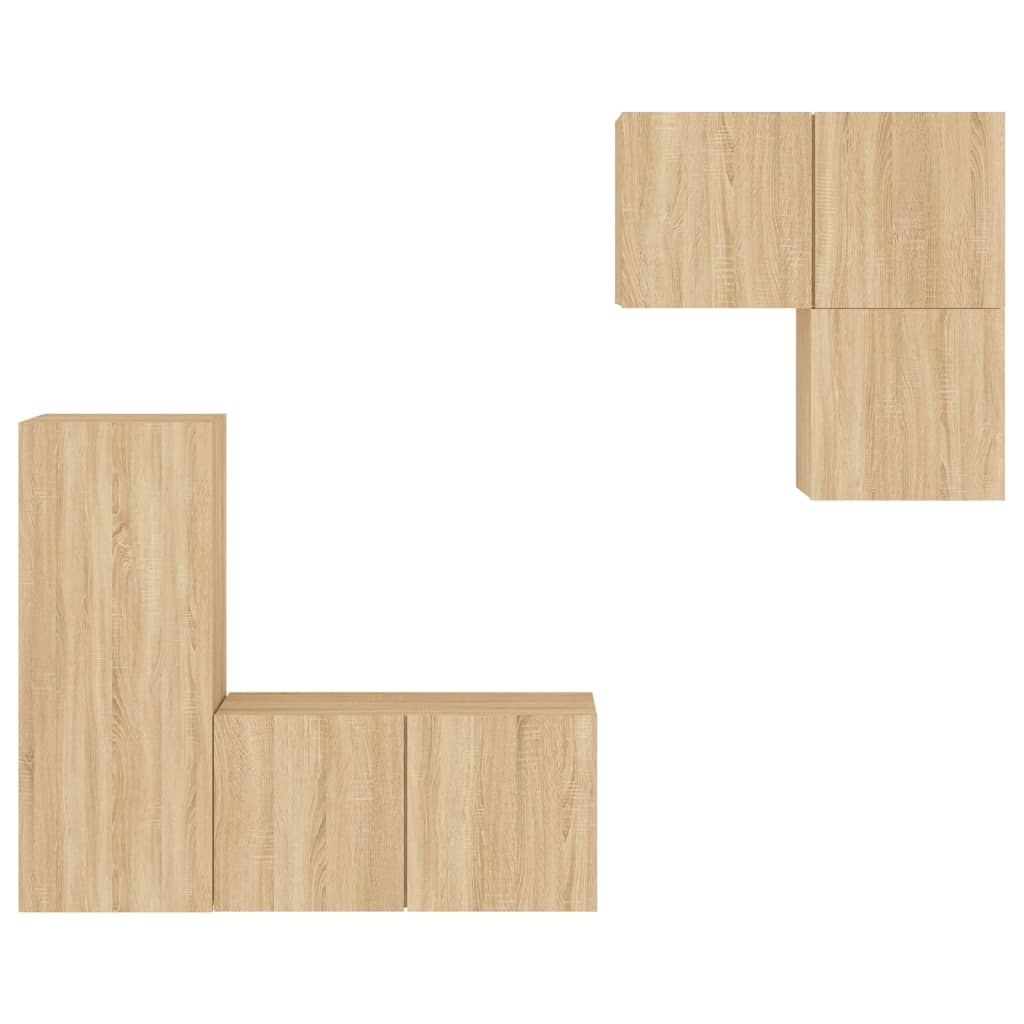 Mobili TV a Muro 4pz Rovere Sonoma in Legno Multistrato