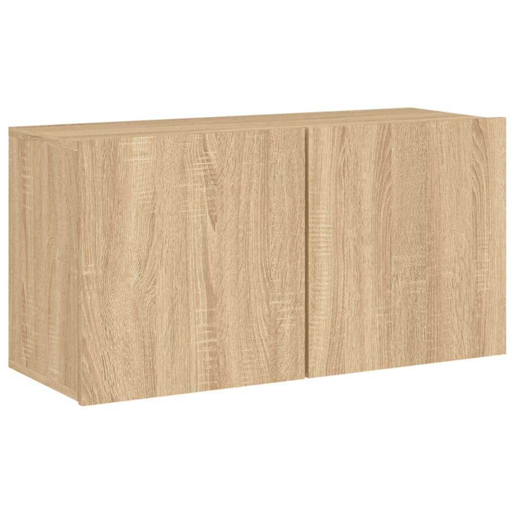 Mobili TV a Muro 4pz Rovere Sonoma in Legno Multistrato