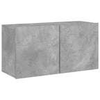 Mobili TV a Muro con LED 4pz Grigio Cemento Legno Multistrato
