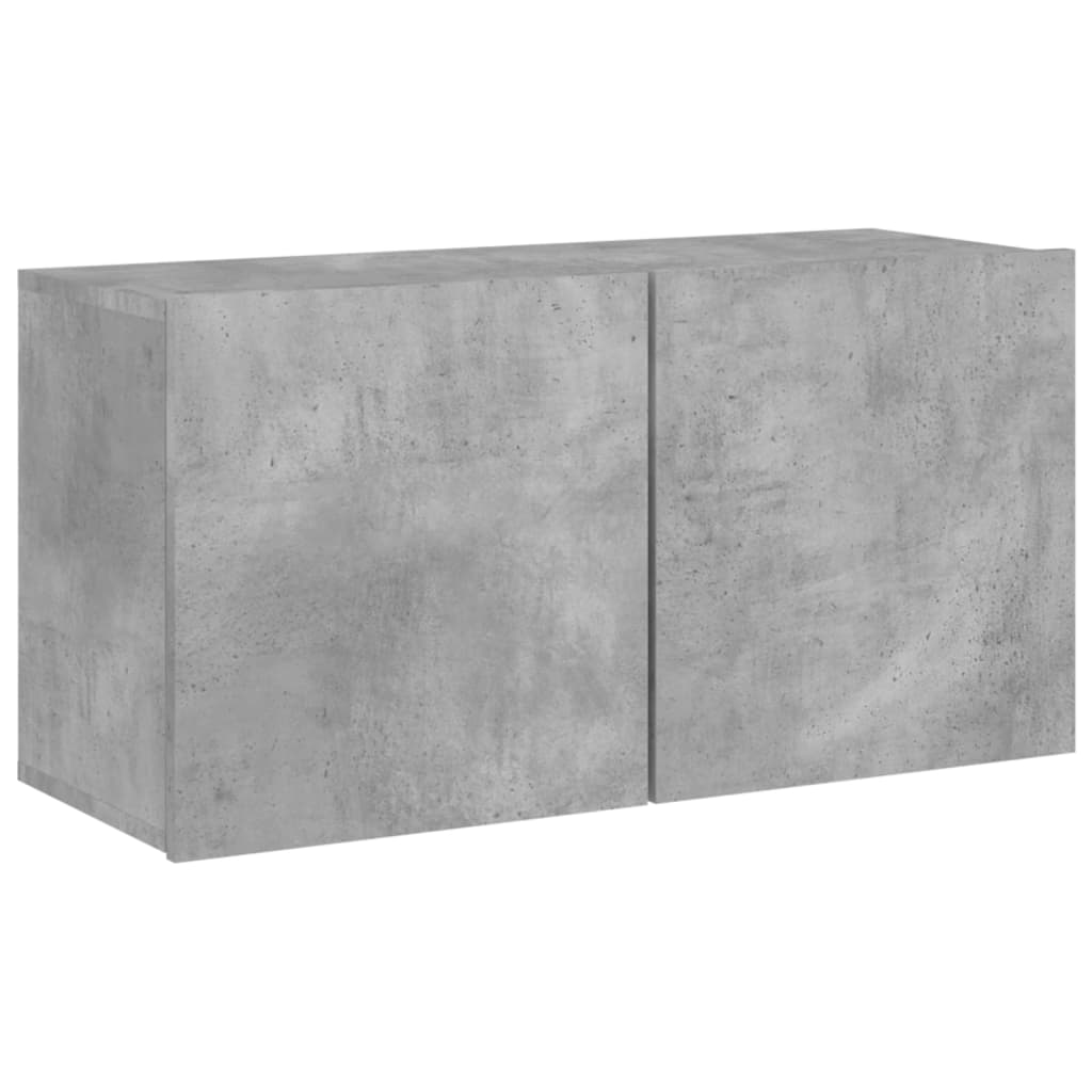 Mobili TV a Muro con LED 4pz Grigio Cemento Legno Multistrato