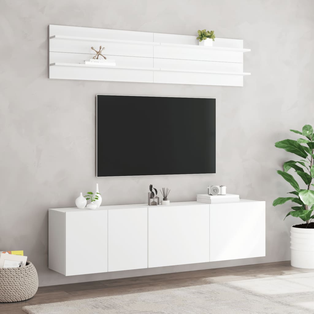 Mobili TV a Muro 6pz Bianchi in Legno Multistrato