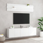 Mobili TV a Muro 6pz Bianchi in Legno Multistrato