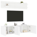 Mobili TV a Muro 6pz Bianchi in Legno Multistrato