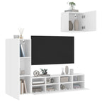 Mobili TV a Muro 4pz Bianchi in Legno Multistrato