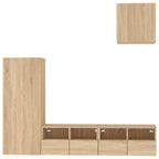 Mobili TV a Muro 4pz Rovere Sonoma in Legno Multistrato