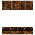 Mobili TV a Muro 5pz Rovere Fumo in Legno Multistrato