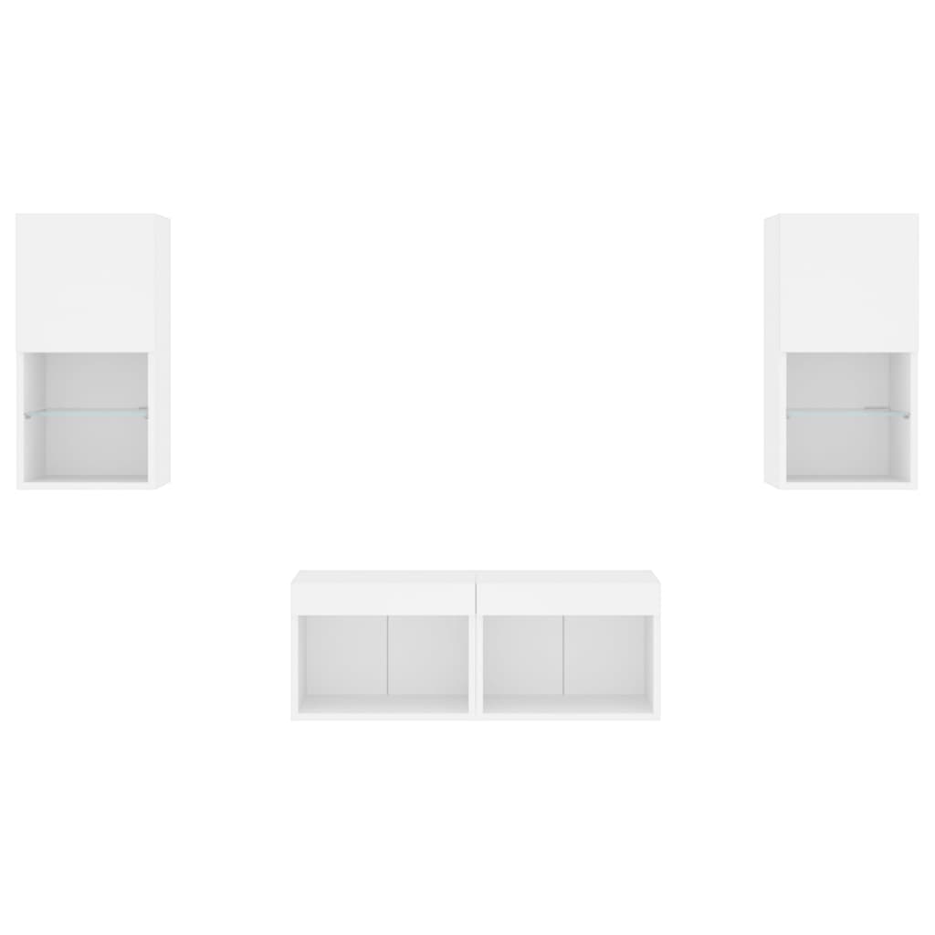 Mobili TV a Muro 4pz con Luci LED Bianchi