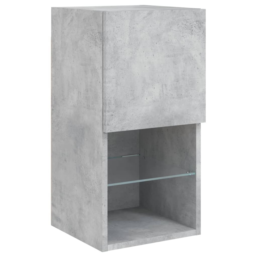 Mobili TV a Muro 4pz con Luci LED Grigio Cemento