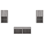 Mobili TV a Muro 4pz con Luci LED Grigio Sonoma