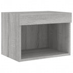 Mobili TV a Muro 4pz con Luci LED Grigio Sonoma