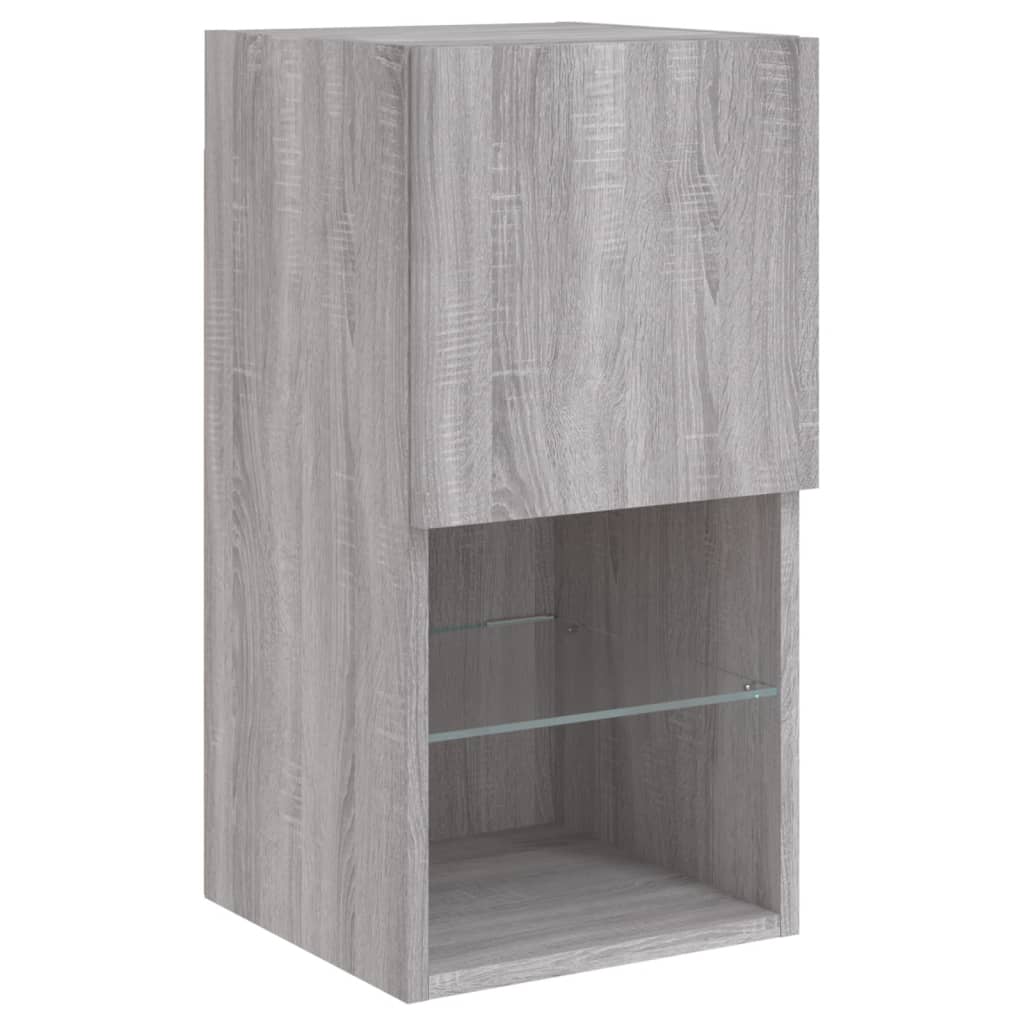 Mobili TV a Muro 4pz con Luci LED Grigio Sonoma