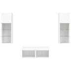 Mobili TV a Muro 4pz con Luci LED Bianchi