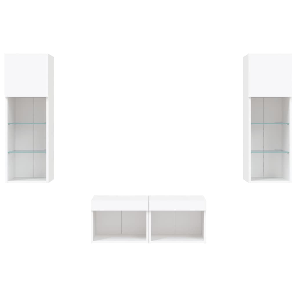 Mobili TV a Muro 4pz con Luci LED Bianchi