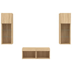 Mobili TV a Muro 4pz con Luci LED Rovere Sonoma