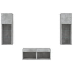 Mobili TV a Muro 4pz con Luci LED Grigio Cemento