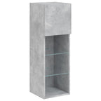 Mobili TV a Muro 4pz con Luci LED Grigio Cemento