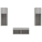 Mobili TV a Muro 4pz con Luci LED Grigio Sonoma