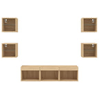 Mobili TV a Muro con LED 7pz Rovere Sonoma Legno Multistrato