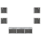 Mobili TV a Muro con LED 7pz Grigio Cemento Legno Multistrato