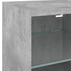 Mobili TV a Muro con LED 7pz Grigio Cemento Legno Multistrato