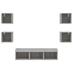 Mobili TV a Muro con LED 7pz Grigio Sonoma Legno Multistrato