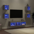 Mobili TV a Muro con LED 7pz Grigio Sonoma Legno Multistrato